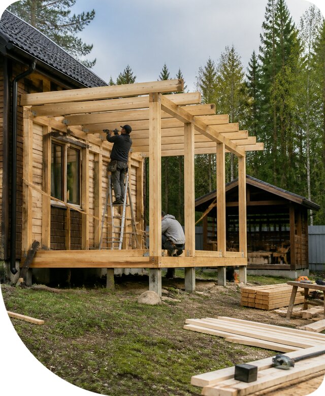 Строительство пристроек и построек на участке в Туймазы