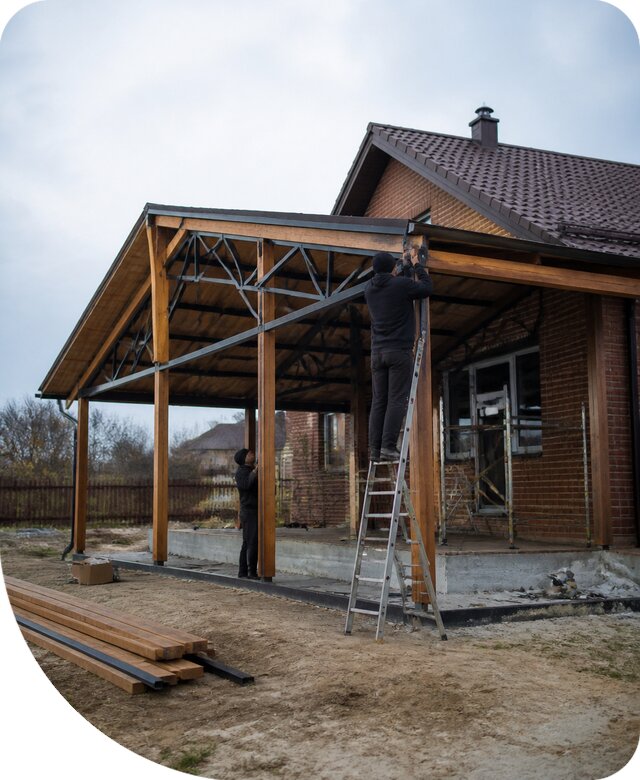 Пристройка навеса к дому и участку в Туймазы под ключ